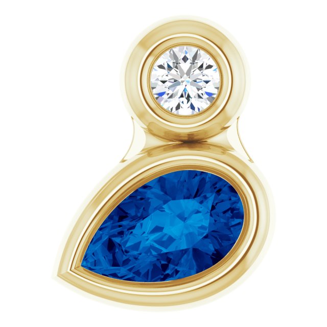 14K Yellow 5x3 mm Pear Natural Blue Sapphire & .03 CT Natural Diamond Pendant